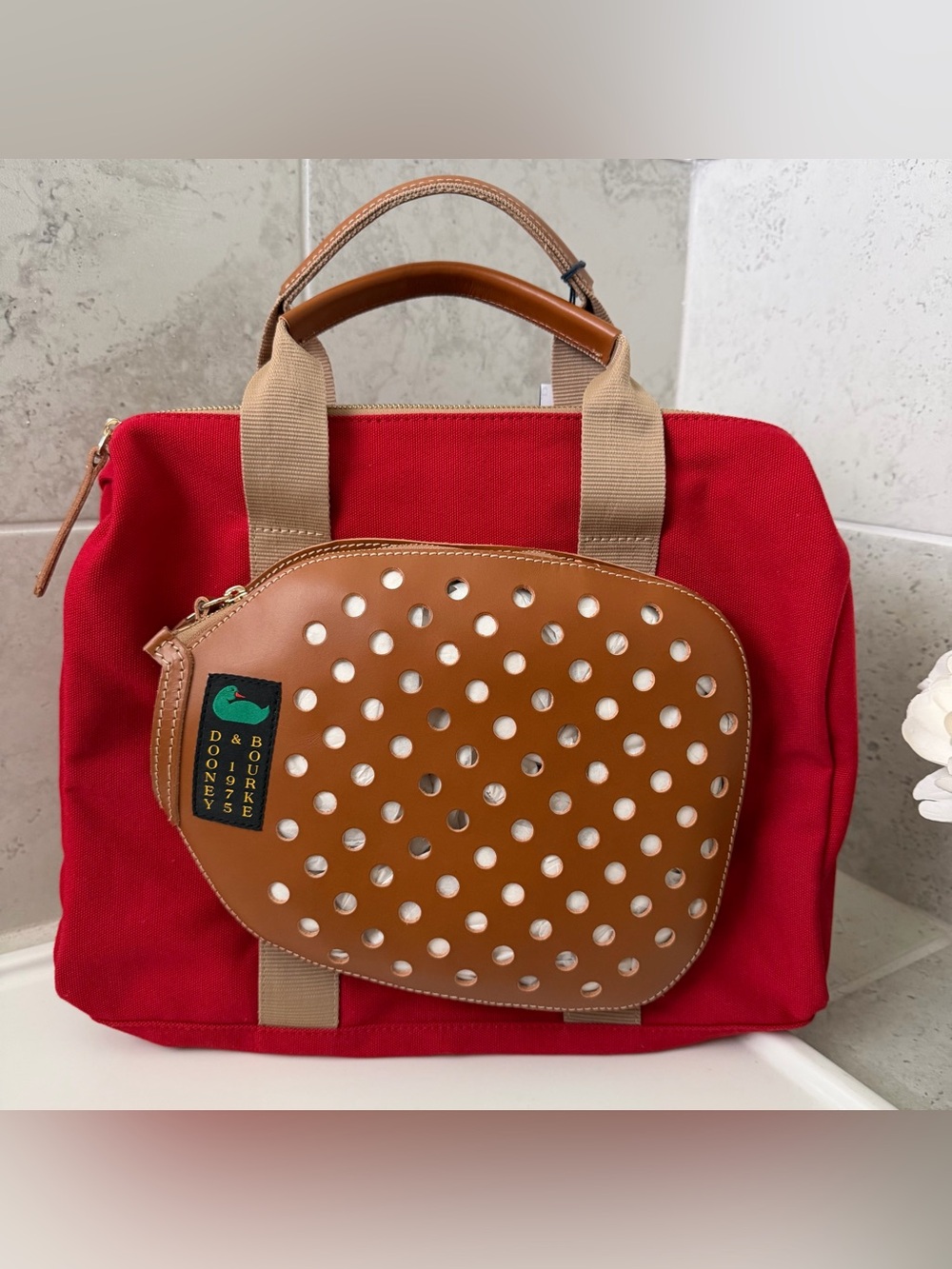 Dooney & Bourke Red Canvas Pickleball Duffel - Picture 2 of 16